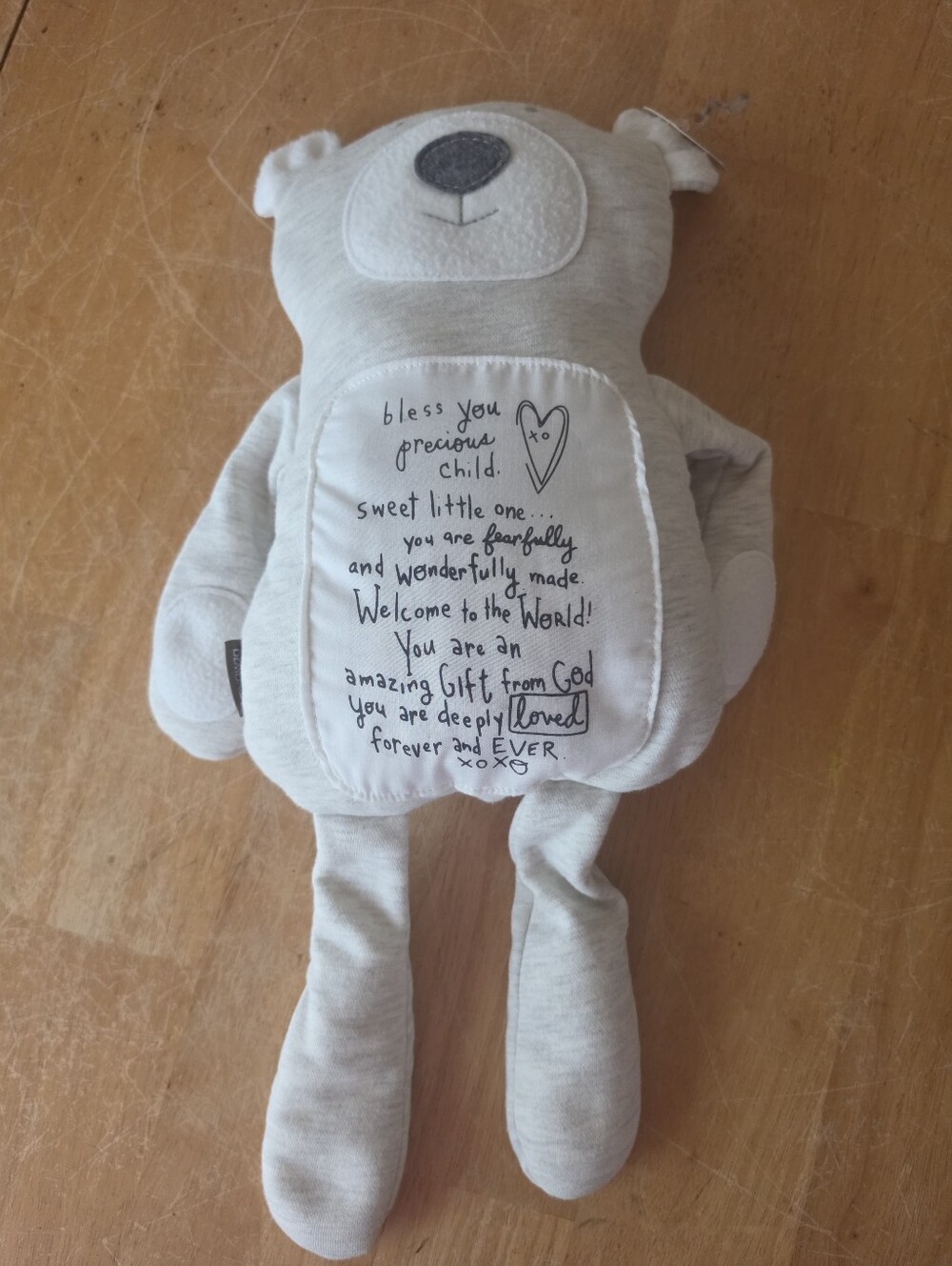 DEMDACO Poetic Threads Bear Gray/White Plush Stuffed Animal w/ Hang Tag